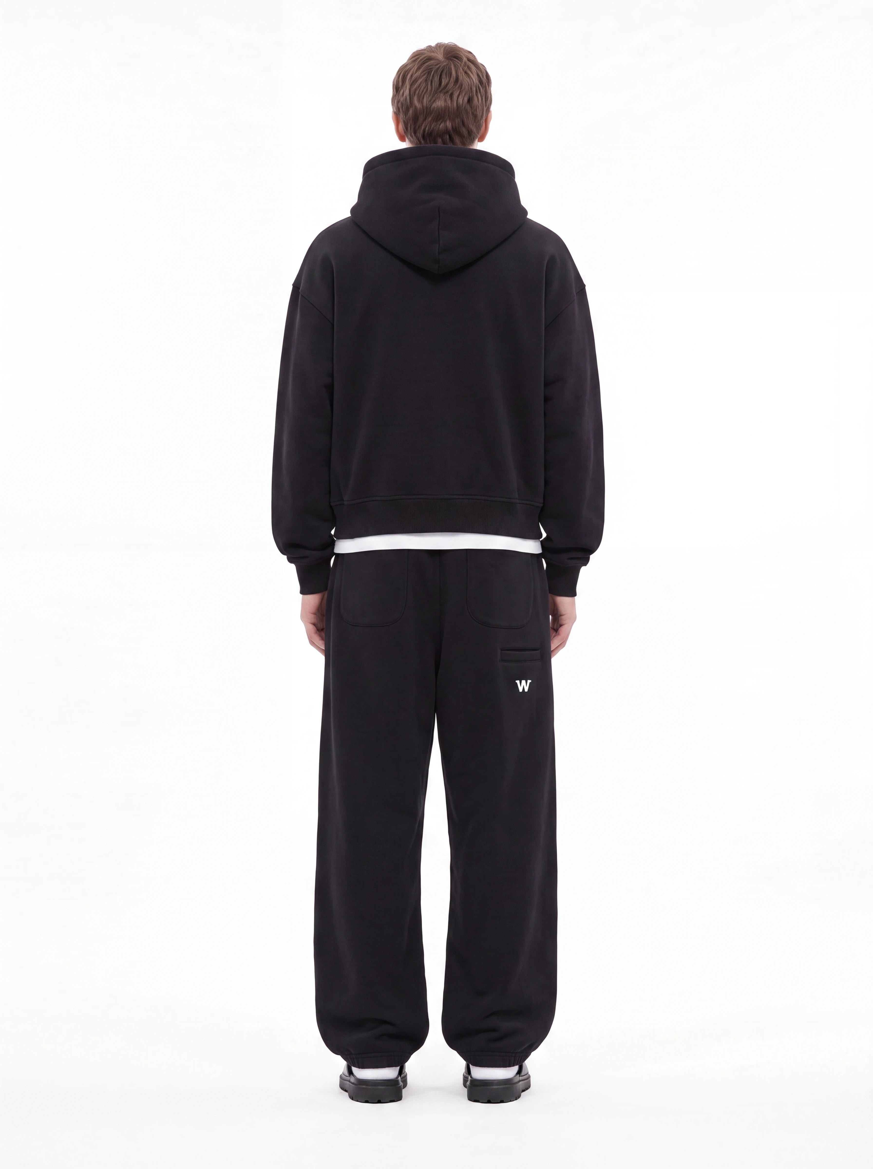 Jet Black Baggy Cotton-rich sweatpants (Warft)