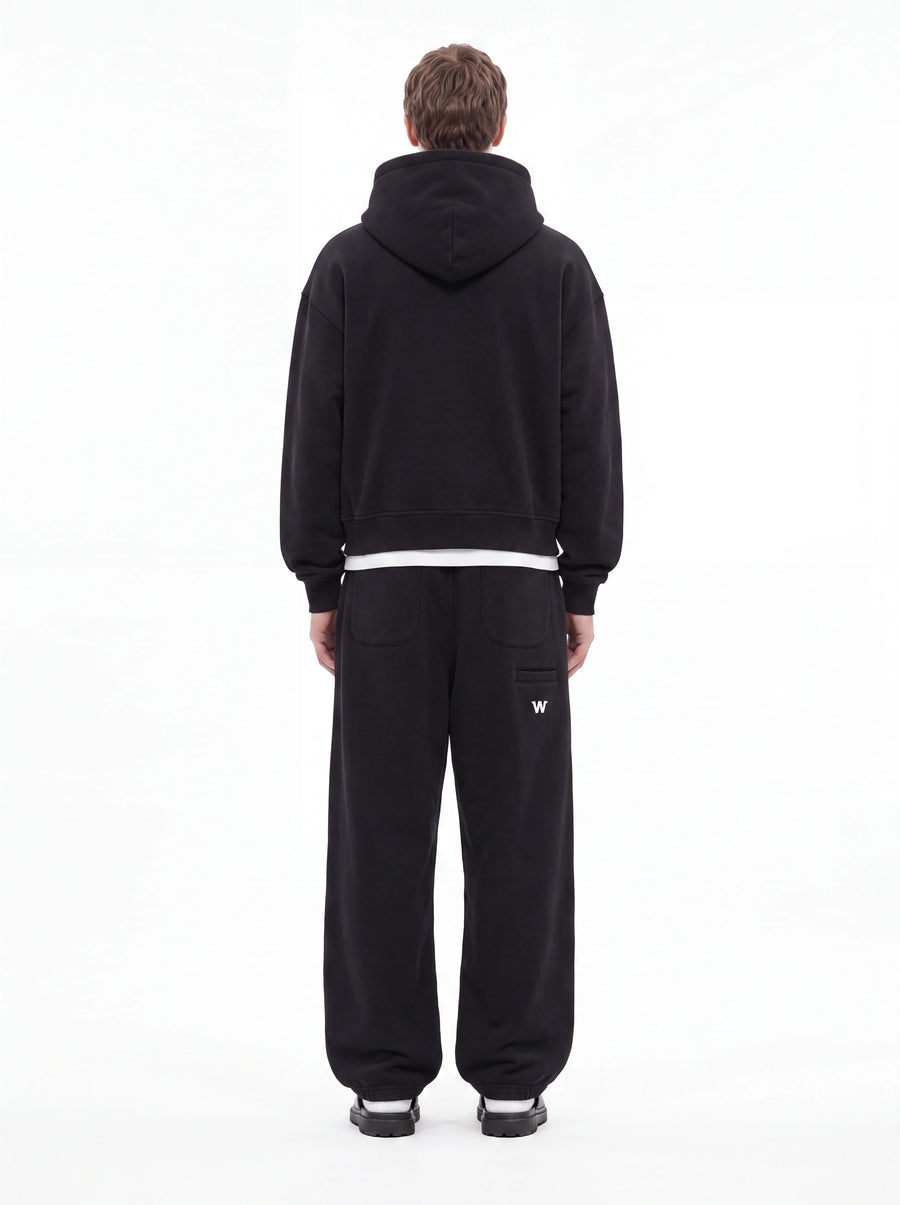 Jet Black Baggy Cotton-rich sweatpants (Warft)