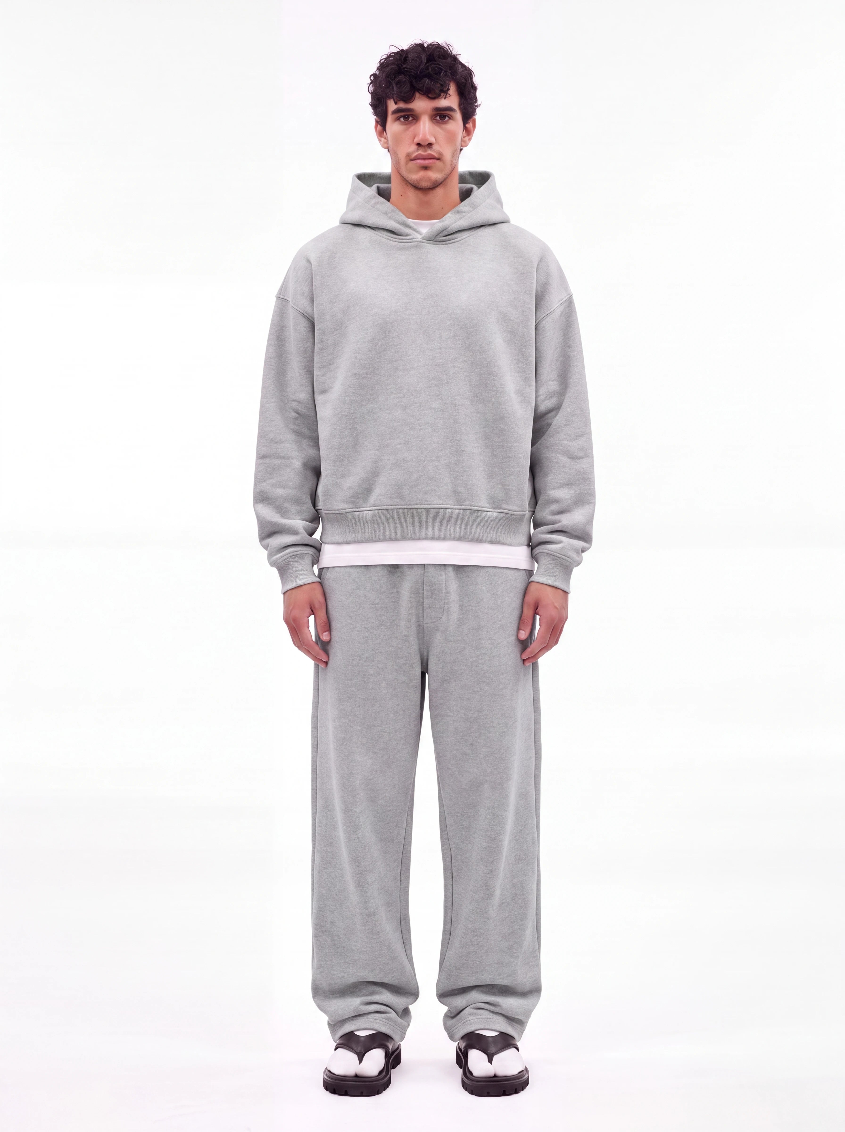 Melange Grey Baggy Cotton-rich sweatpants (Warft)