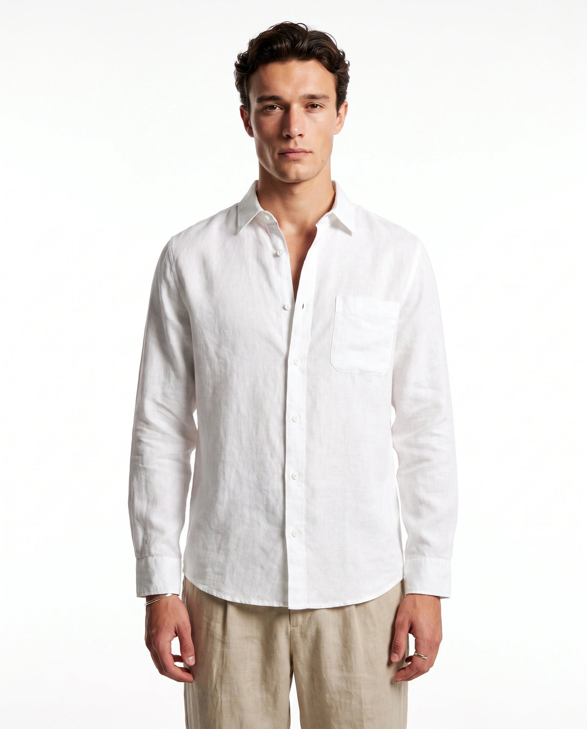 Pure White 100% Linen 60 Lea Shirt - Warft