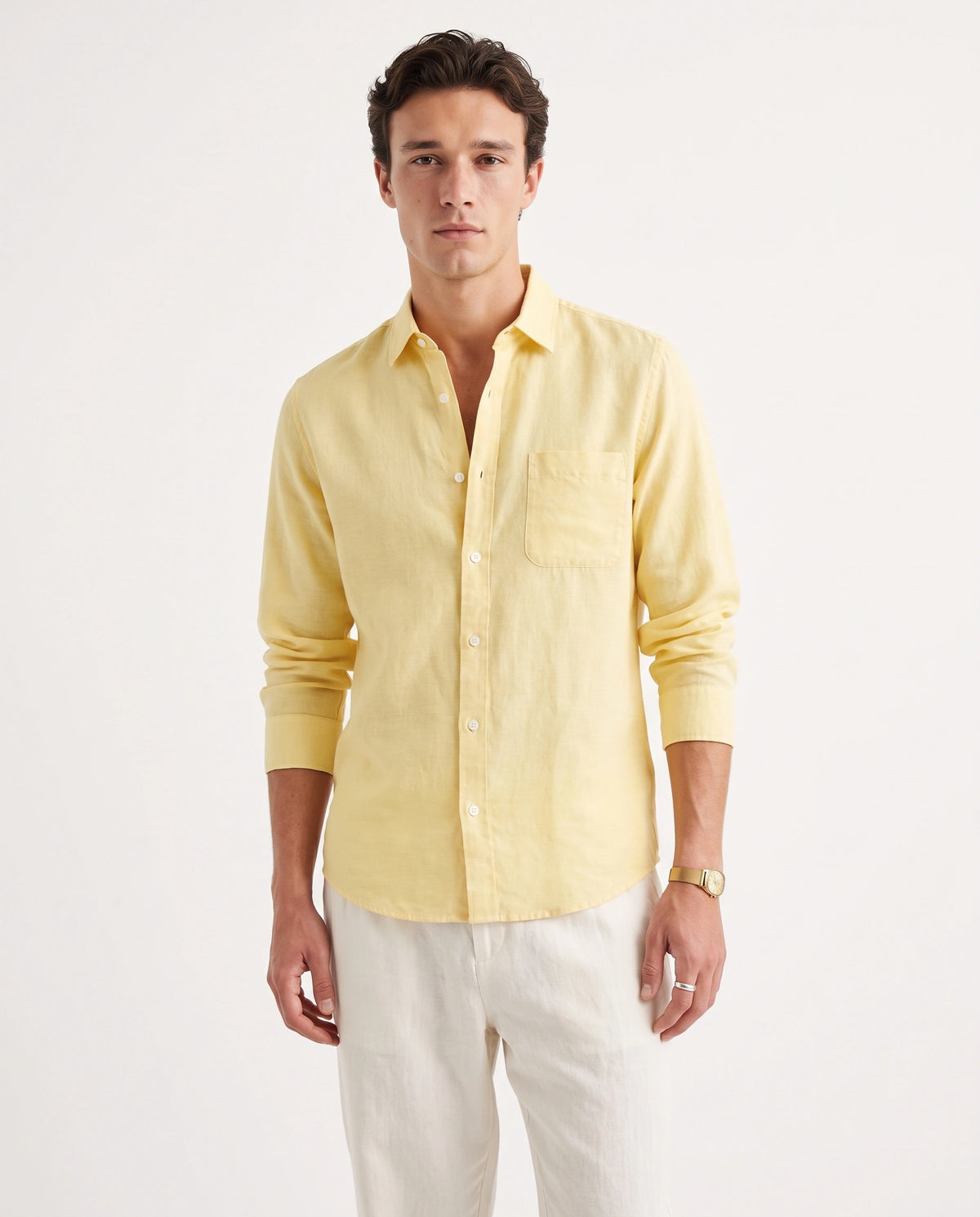 Butter Yellow 100% Linen 60 Lea Shirt - Warft