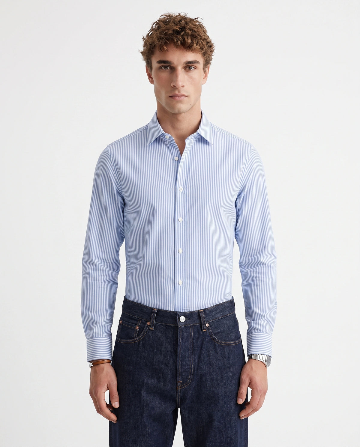 Blue & White Striped Cotton Shirt