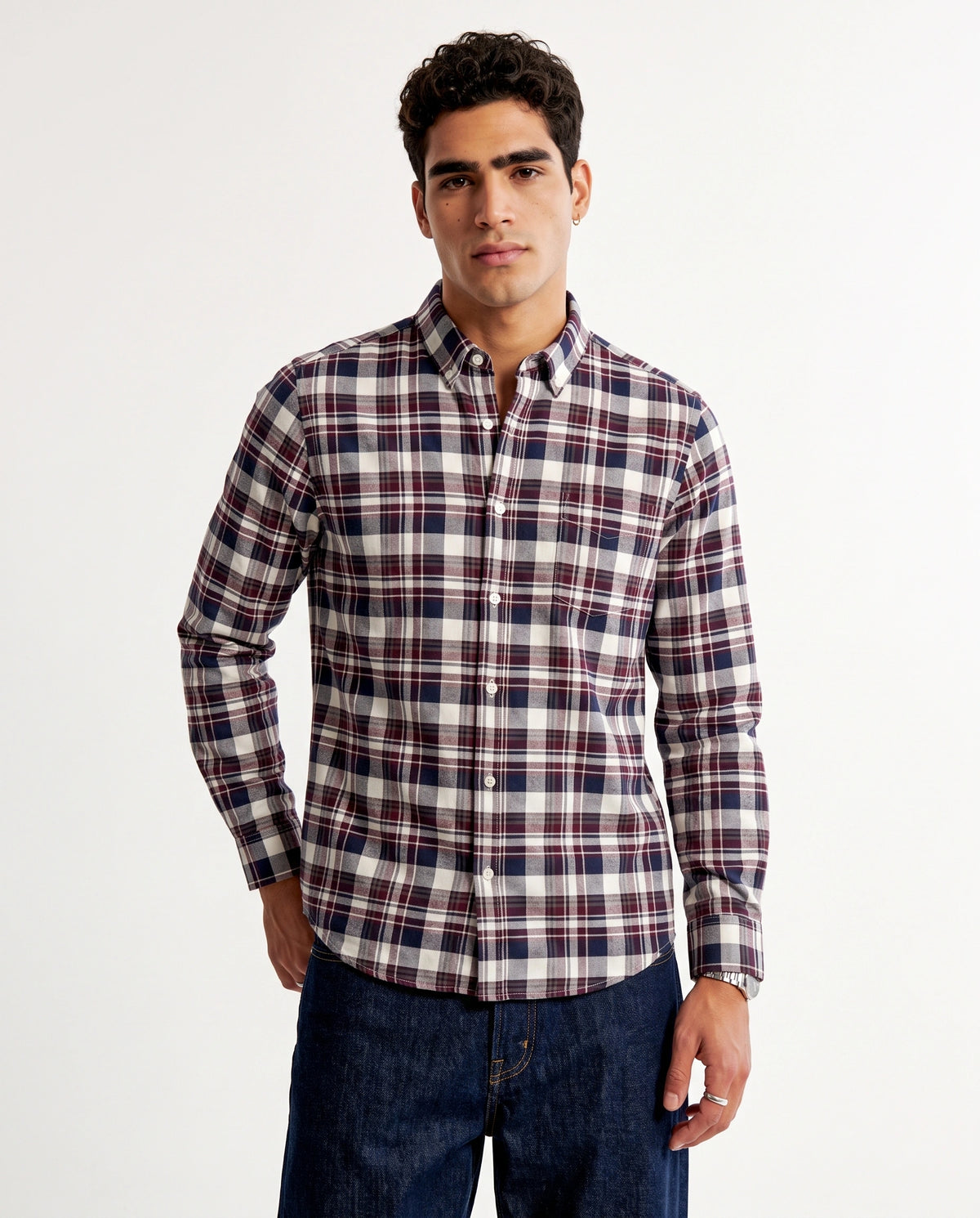 Black Majenta Checkered Cotton Shirt
