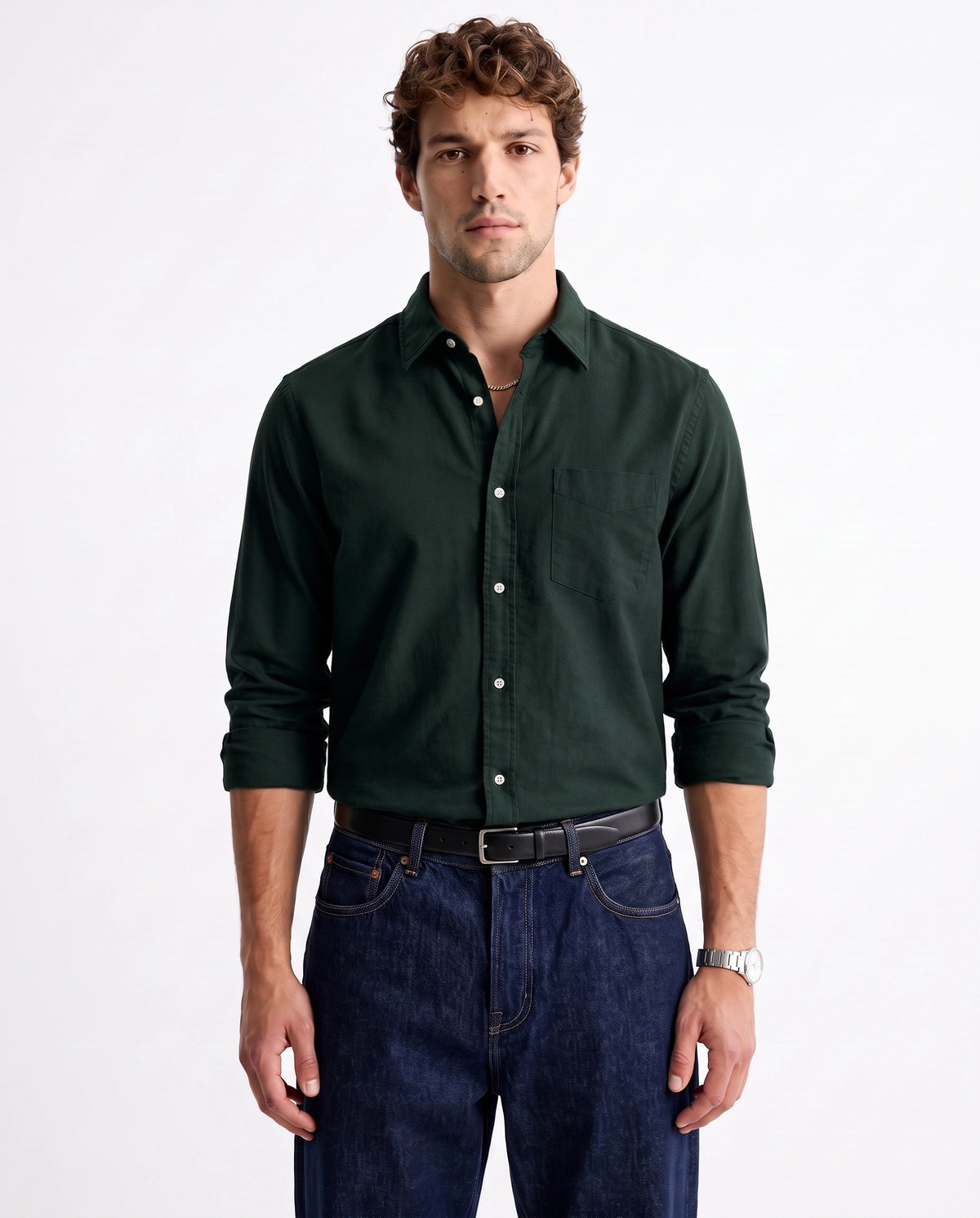 Pine Green Pure Cotton Shirt