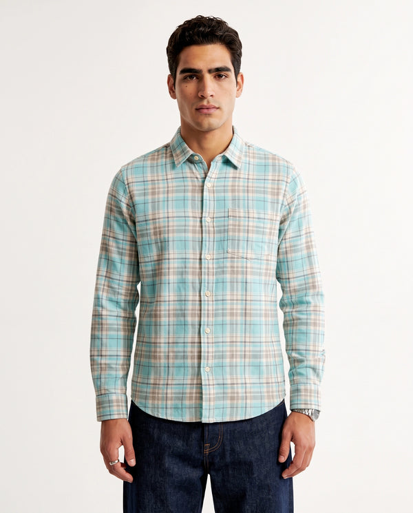 Blue White Checkered Cotton Shirt