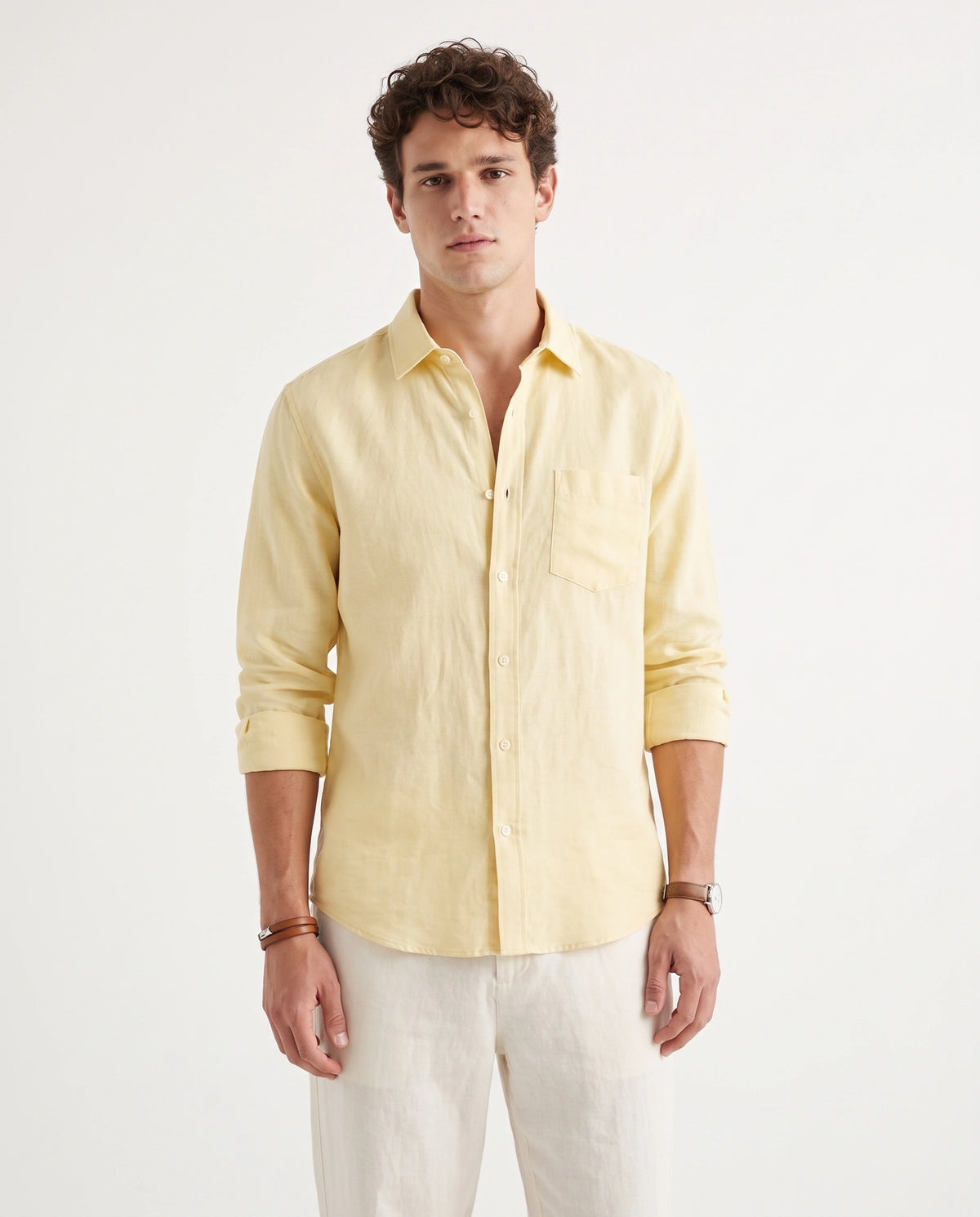 Butter Yellow Linen Blend Shirt