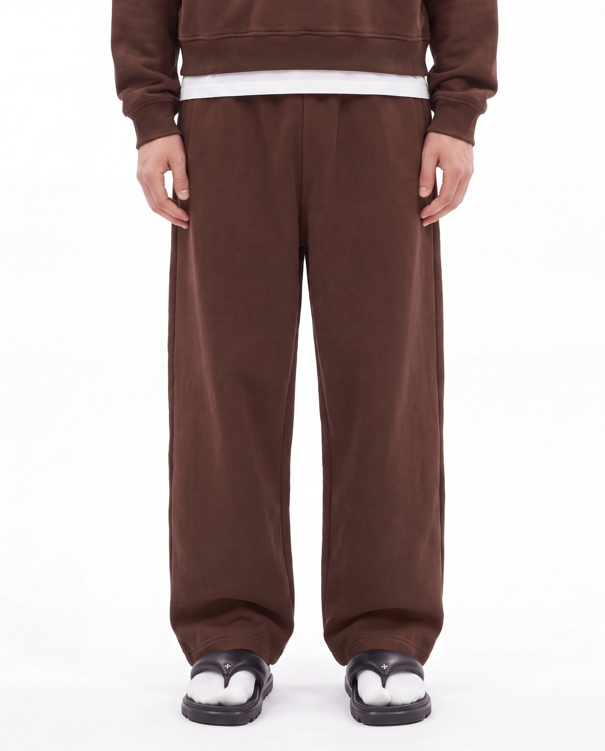 Mocha Brown Baggy Cotton-rich sweatpants (Warft)