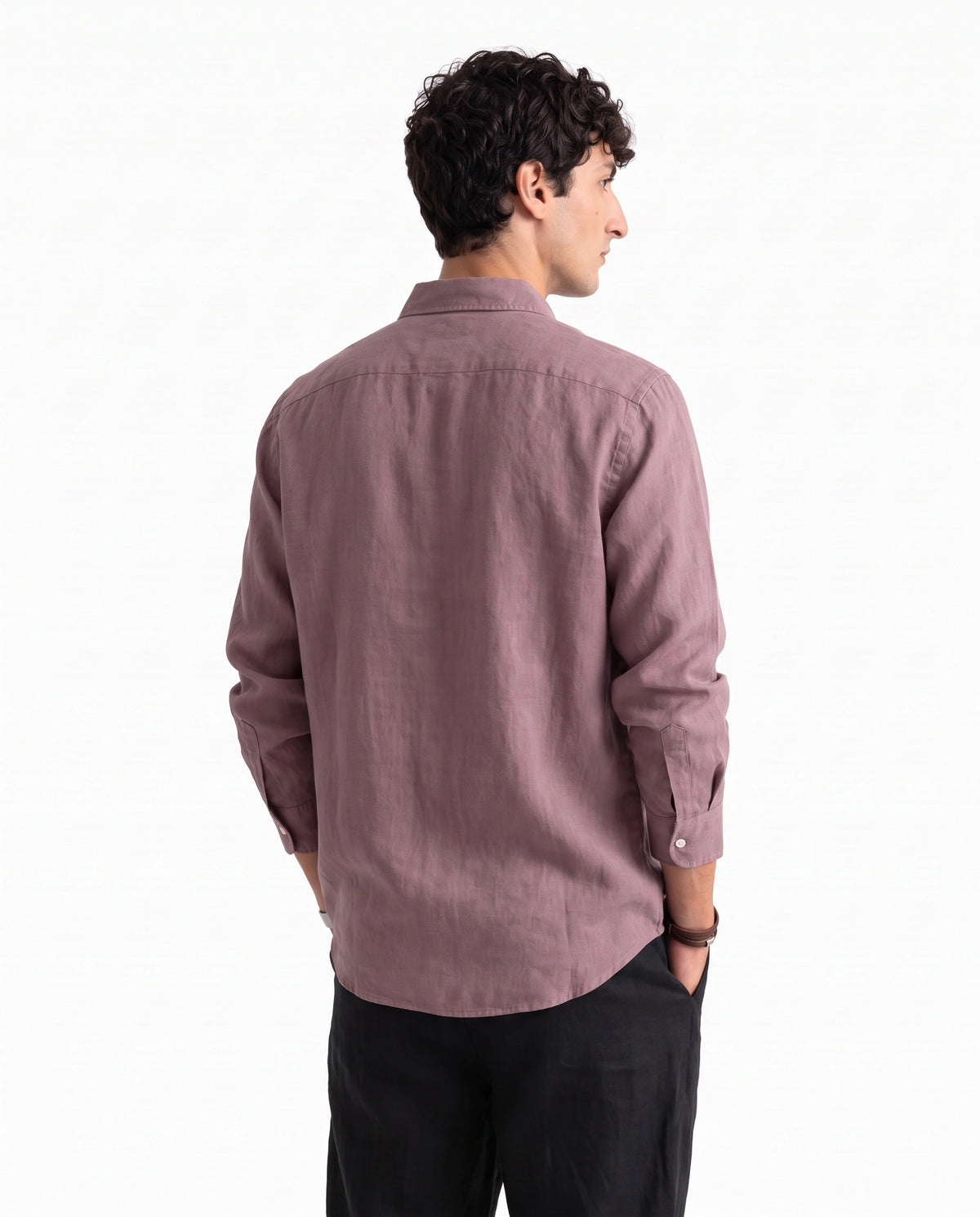 Deep Muave Linen Blend Shirt