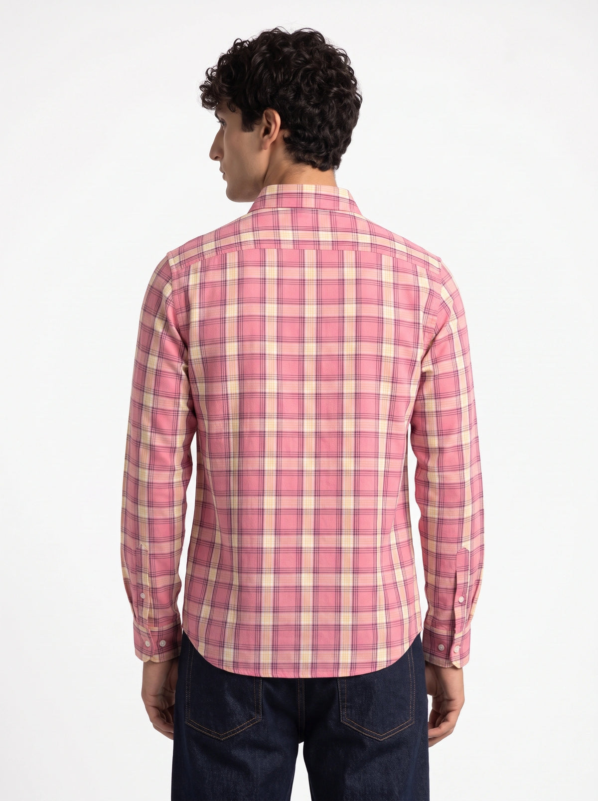 Pink Sorbet Checkered Linen Blend Shirt