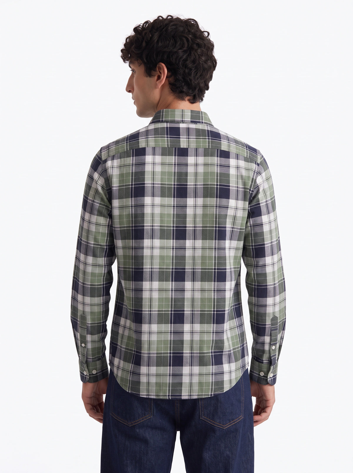 Olive Navy Madras Checkered Cotton Shirt